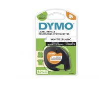 Dymo LetraTag - Ruban d'étiquettes textile auto-adhésives - (12 mm x 2 m) - fond blanc écriture noire