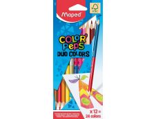 Maped Color'Peps Duo - 12 Crayons de couleur 2-en-1 - certifiés FSC