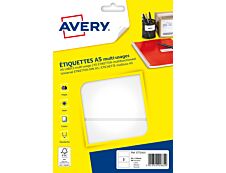 Avery - Etui A5 - 48 Étiquettes multi-usages blanches - 64 x 133 mm - réf ETE003
