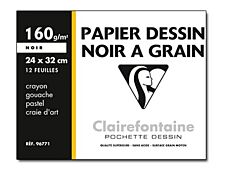 Clairefontaine Etival - Pochette papier à dessin - 12 feuilles - 24 x 32 cm - 160 gr - noir