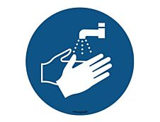 Take Care by CEP - Sticker de signalisation au sol : lavage des mains obligatoire - 45 cm de diamètre