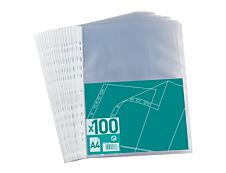 100 Pochettes perforées - A4 - pour 20 feuilles - 4/100