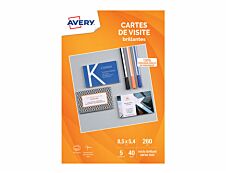 Avery - Papier pour 40 cartes de visite à bords lisses 85 x 54 mm - 240 g/m² - impression jet d'encre - 5 feuilles