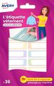 Avery - 36 étiquettes vêtements - 45 x 13 mm - pastels