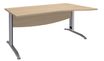 Bureau droit IDRA - Vague à droite - L140 cm - Pieds alu - plateau imitation Chêne