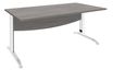 Bureau droit IDRA - L140 cm - Pieds blanc - plateau imitation Chêne gris