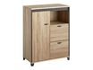 Armoire mi-haute MAMBO - L80 x H112 x P46 - 1 porte / 2 tiroirs - Chêne Sonoma/noir