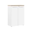 Rangement mi-hauteur YES ! - L80 x H109 x P42 - 2 portes - Façade blanche - Dessus chêne