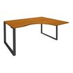 Bureau compact LOFTER - L160 cm - Retour à droite - Plateau imitation Merisier - pied Carbone - (pied de renfort obligatoire à rajouter - non inclus)