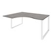 Bureau compact LOFTER - L160 cm - Retour à gauche - Plateau imitation chêne gris - pied Blanc - (pied de renfort obligatoire à rajouter - non inclus)