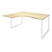 Bureau compact LOFTER - L160 cm - Retour à gauche - Plateau imitation Erable - pied Blanc - (pied de renfort obligatoire à rajouter - non inclus)