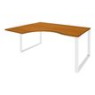 0404000123552-Bureau compact LOFTER - L180 cm - Retour à gauche - Plateau imitation Merisier - pied Blanc - (pied de renfort obligat-P_400012355_1-0