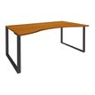 Bureau vague symétrique LOFTER - L180 cm - Plateau imitation Merisier - pied Carbone