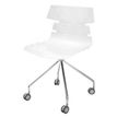 Chaise JUNE - pieds métal avec roulette - coque blanche