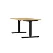 Bureau électrique AXEL -  bureau assis/debout  - L200 cm - plateau imitation chêne clair - pieds noir