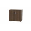 3617350001846-Armoire basse MOKA - 2 portes - L80 x P43,2 x H73,5 cm - imitation noyer brun - poignées gris aluminiu--0