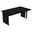 Bureau compact Trend - retour à droite avec pieds panneaux + pied de renfort - L160 - plateau imitation frêne noir