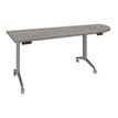 Table de réunion abattantes angle à droite - L200 x P80 cm - pied alu - plateau imitation chêne gris