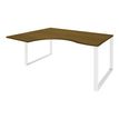 Bureau compact LOFTER - L160 cm - Retour à gauche - Plateau imitation noyer - pied blanc - (pied de renfort obligatoire à rajouter - non inclus)