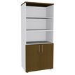 Bibliothèque IDRA/DUAL  avec 2 portes basses - L80 x H180 x P47 - Corps blanc - Portes et dessus imitation noyer