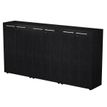 Armoire mi-haute triple Flora - L242,8xP43xH119,8 cm - portes mélaminés - 6 étagères - frêne noir