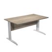Bureau droit Trend - L140 - Pieds métals - plateau imitation chêne canadien - pied alu