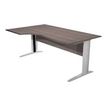 Bureau compact Trend - L160 cm - retour à gauche - Pieds métals alu - plateau imitation frêne noir - (pied de renfort obligatoire à rajouter - non inclus)