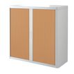 3660141930184-Armoire mi-haute à rideaux EASY OFFICE - 110 x 104 x 41,5 cm - Corps et poignée blanc - Rideaux imita--0