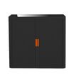 Armoire basse à rideaux EASY OFFICE - 110 x 104 x 41,5 cm - Corps et rideaux noir - Poignée orange
