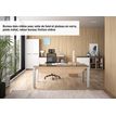 Bureau verre SLIVER avec voile de fond - 190 cm - Pieds métal - Chêne fil et blanc