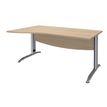 Bureau droit IDRA - Vague à gauche - L160 cm - Pieds alu - plateau imitation Chêne
