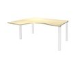 Bureau compact EXPRIM - L160 cm - Retour gauche - Plateau imitation Erable - Pieds blanc (Pieds de renfort obligatoire à rajouter - non inclus)