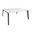 Bureau double STEELY - L180 cm - Double face Depart - Pieds carbone - plateau Blanc perle