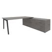 3253310163386-Bureau STEELY Manager - L180 x P100 x H72,5 cm - console retour à droite (2 tiroirs) L200 x P60 x H72,5 cm - pieds carbone - -P_79432619_1-0