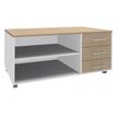 3253310154025-Console mobile LEVEL/STEELY/WOODY - L120 x H63 x P60 cm - 3 tiroirs - coté blanc - finition tiroirs et -P_79432633_1-0