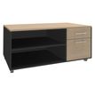3253310163607-Console mobile LEVEL/STEELY/WOODY - L120 x H63 x P60 cm - 2 tiroirs dont 1 DS - coté carbone - finition tiroirs et -P_79432641_1-0