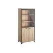3483600874382-Armoire haute MAMBO - L80 x H187 x P46 - 2 portes vitrées, 2 portes pleines - Chêne Sonom-P_79433390_1-0