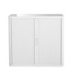 3660141929126-Armoire basse à rideaux EASY OFFICE - 110 x 104 x 41,5 cm - Corps, rideaux et poignée blanc--0
