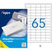 Apli Agipa - 6500 Étiquettes adhésives blanches multi-usages - 38,1 x 21,2 mm - coins arrondis - réf 102199