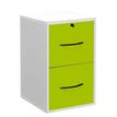 Classeur mélaminé monobloc - 2 tiroirs dossiers suspendus - H69 x L42 x P44 cm - corps blanc - tiroirs vert pomme