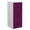 Classeur mélaminé monobloc - 3 tiroirs dossiers suspendus - H101 x L42 x P44 cm - corps blanc - tiroirs prune