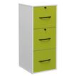 Classeur mélaminé monobloc - 3 tiroirs dossiers suspendus - H101 x L42 x P44 cm - corps blanc - tiroirs vert pomme