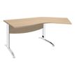 Bureau 135° IDRA - retour d'angle à droite - L180 cm - Pieds blanc - plateau imitation Chêne clair