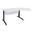 Bureau 135° IDRA - retour d'angle à droite - L180 cm - Pieds anthracite - plateau Blanc perle