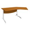 3253310150201-Bureau 135° IDRA - retour d'angle à droite - L180 cm - Pieds blanc - plateau imitation Merisier--0