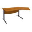 3253310150041-Bureau 135° IDRA - retour d'angle à droite - L180 cm - Pieds aluminium - plateau imitation Merisier--0