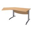 Bureau 135° IDRA - retour d'angle à droite - L180 cm - Pieds aluminium - Plateau imitation Hêtre