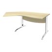 Bureau 135° IDRA - retour d'angle à gauche - L180 cm - Pieds blanc - plateau imitation Erable