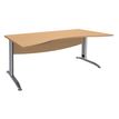 Bureau double vague symétrique IDRA - L180 cm - Pieds aluminium - plateau imitation Hêtre