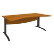 3253310150119-Bureau double vague symétrique IDRA - L180 cm - Pieds anthracite - plateau imitation Merisier--0